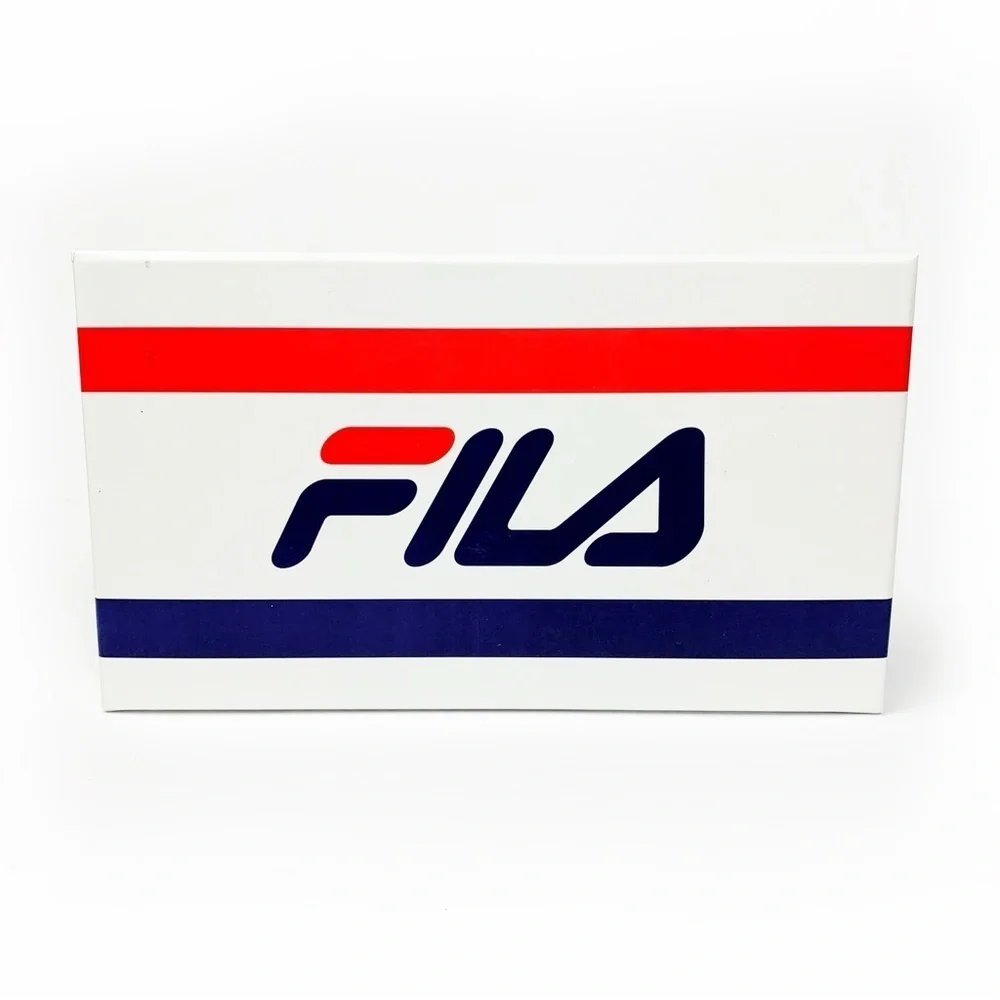 Fila Black Bifold Wallet w/ Blue & Grey Stripe • 9 Card Slots • Gift Box